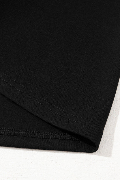 Black Crisscross V Neck Flutter Sleeve T Shirt