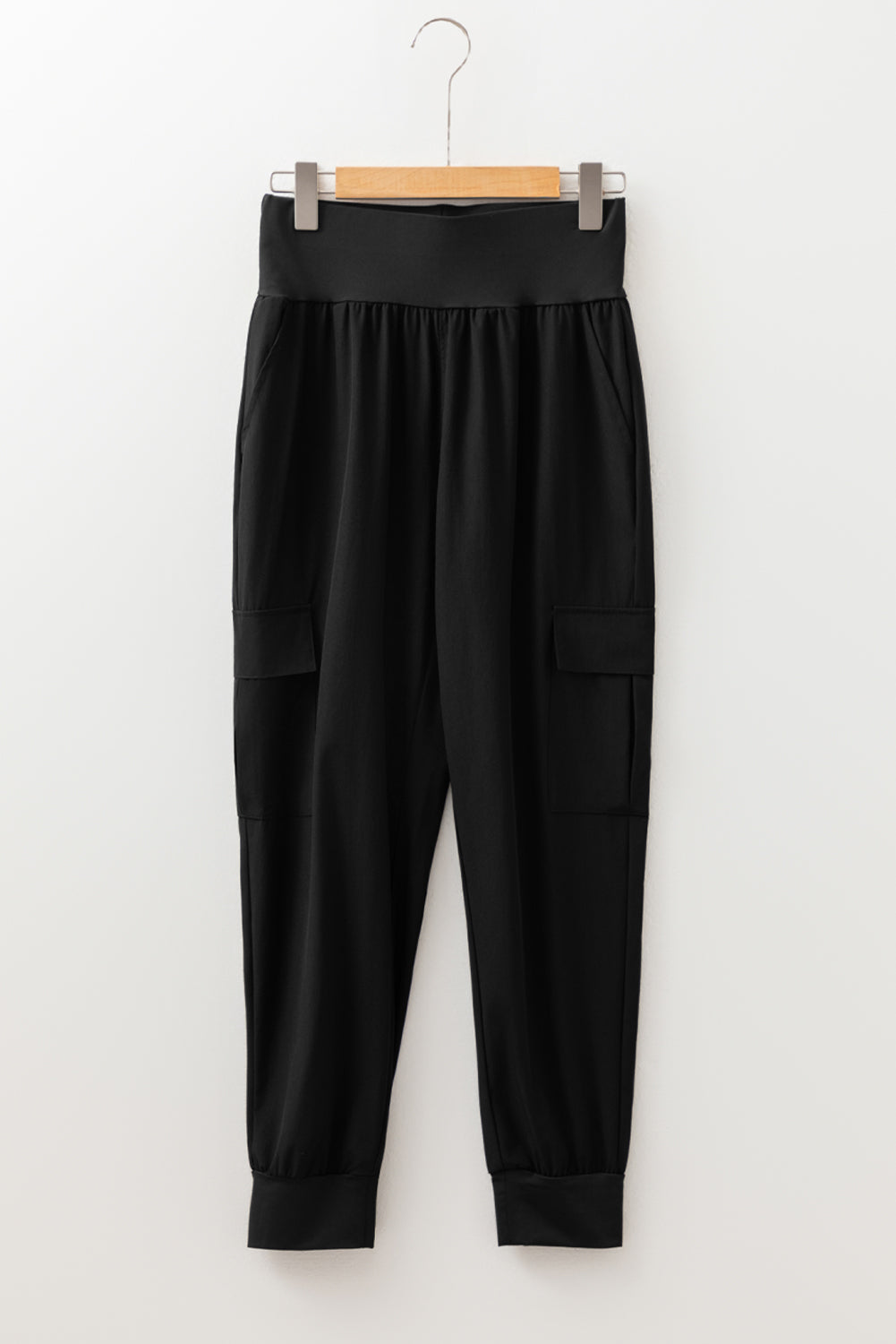 Camel Elastic High Waist Pocketed Cargo Jogger Pants