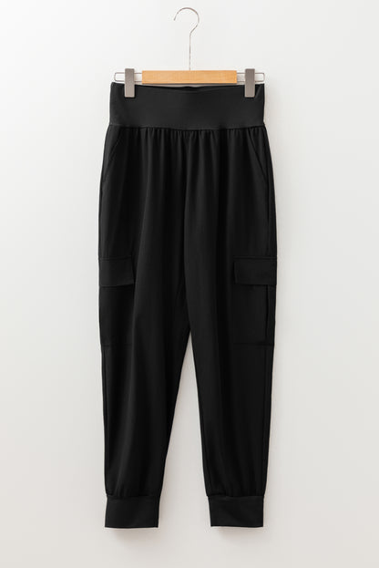 Camel Elastic High Waist Pocketed Cargo Jogger Pants