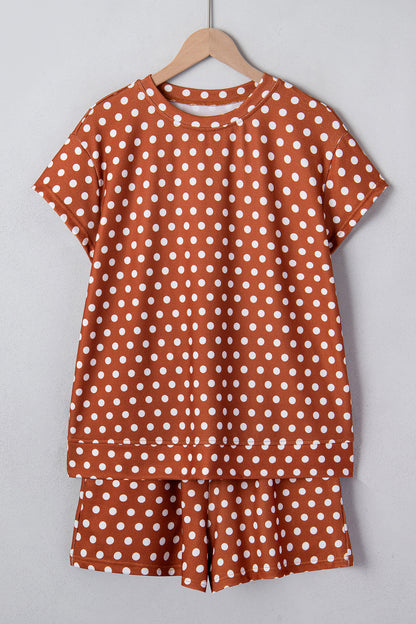 Pink Polka Dot Print Short Set