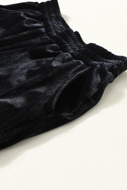 Black Vintage Pocket Velvet Jogger Pants