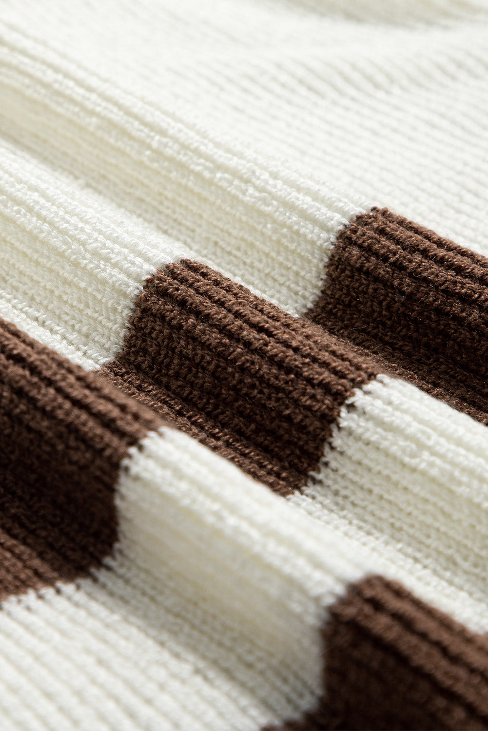 Brown Stripe Cropped Drop Sleeve Sweater