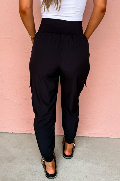 Camel Elastic High Waist Pocketed Cargo Jogger Pants