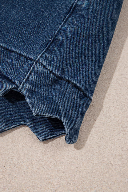 Sail Blue Scalloped Hemline Light Wash Denim Shorts