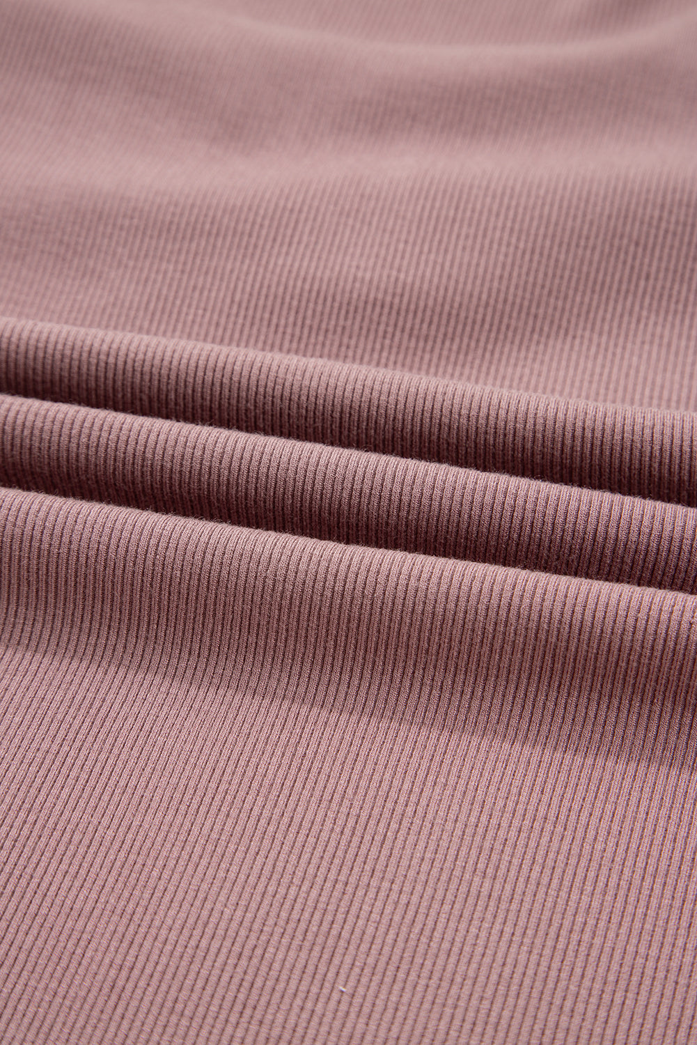 Old Rose Ruched Sweetheart Neck Ribbed Long Sleeve Top