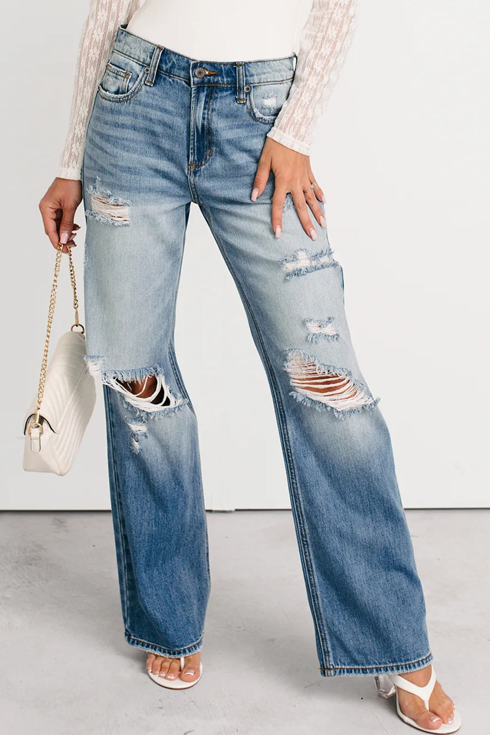 👖 Rebel Rips Straight-Leg Jeans
