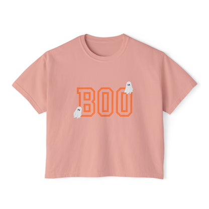 Halloween Ghost Women's Boxy Tee, Cute Halloween Shirt, Boo Tee, Spooky Casual Top, Fall Fashion Tee
