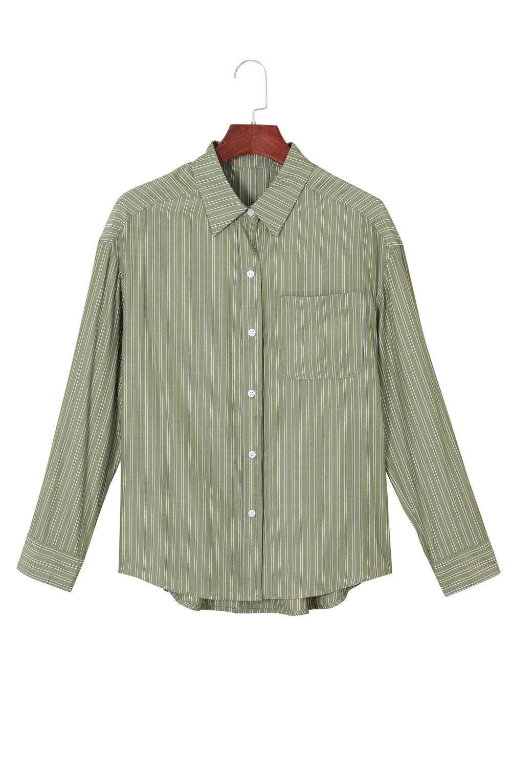 Blue Stripe Button Up Oversized Casual Shirt Shacket