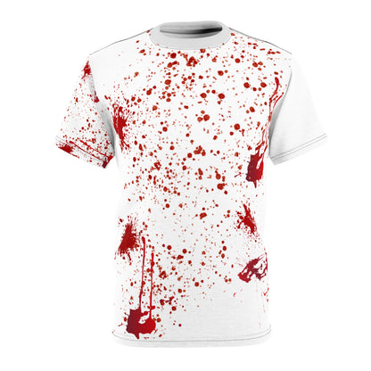 Gory Guitar Graphic Tee, Unisex Cut & Sew T-Shirt, Music Lover's Gift, Halloween Costume, Rock Concert Apparel