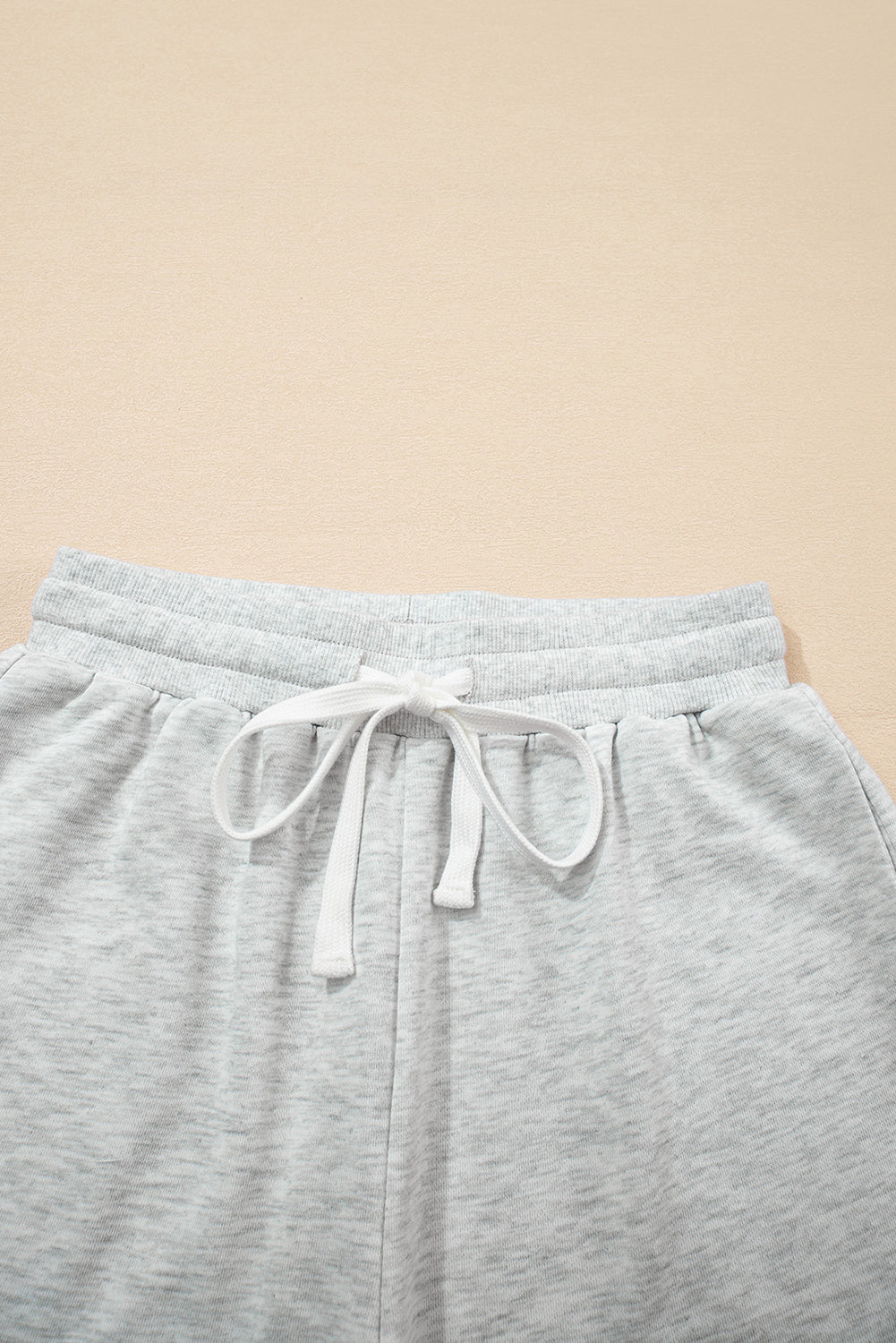 Light Grey Colorblock Raw Hem Pullover and Shorts Set