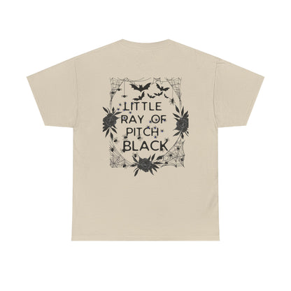 Little Ray of Pitch Black Graphic Tee, Unisex Cotton T-Shirt, Casual Wear, Halloween Outfit, Gift for Dark Aesthetic Lovers