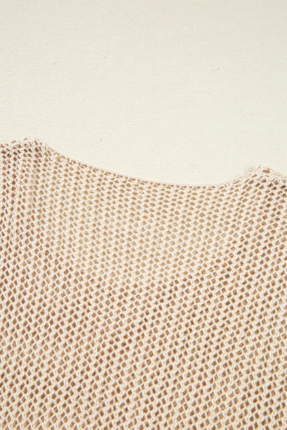 Coral Crochet Hollow-out Knit Sweater