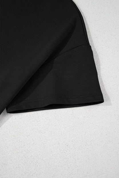 Black Cropped Tee and Ruffle High Waist Skort Set