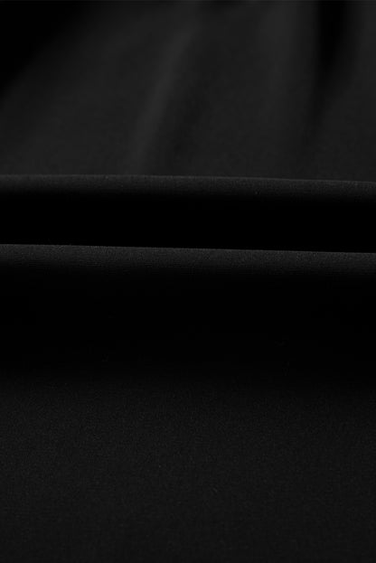 Black Frilled Neck Ribbed Knit Patchwork Long Sleeve Mini Dress