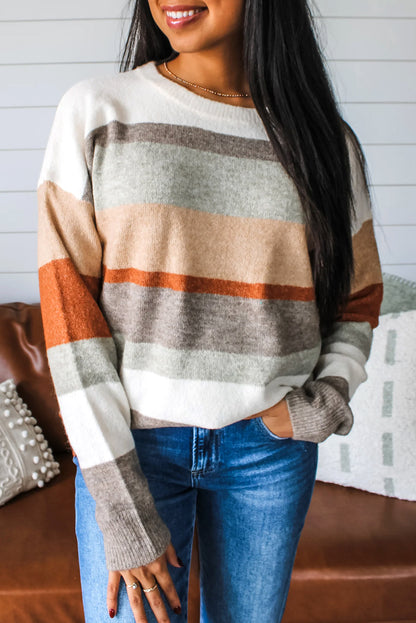 🍂 Autumn Aura Cozy Stripe Sweater