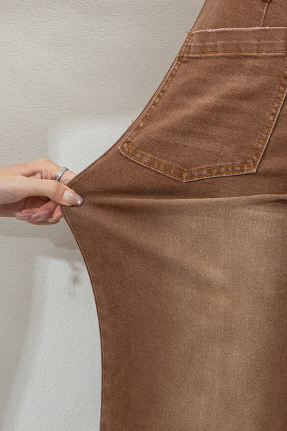 Brown Minimalist Patch Pocket High Waist Shift Jeans