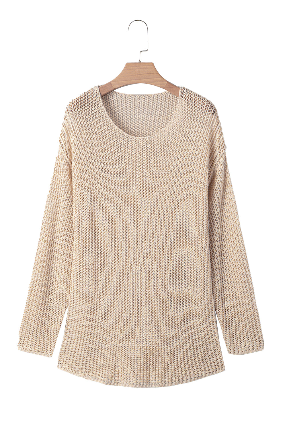 Coral Crochet Hollow-out Knit Sweater