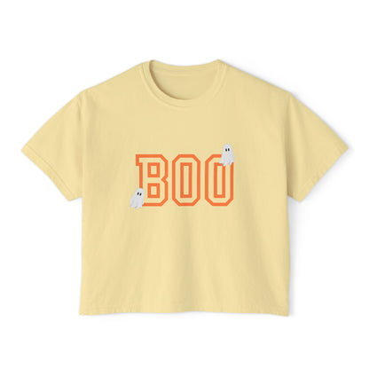 Halloween Ghost Women's Boxy Tee, Cute Halloween Shirt, Boo Tee, Spooky Casual Top, Fall Fashion Tee