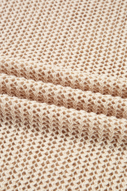 Coral Crochet Hollow-out Knit Sweater