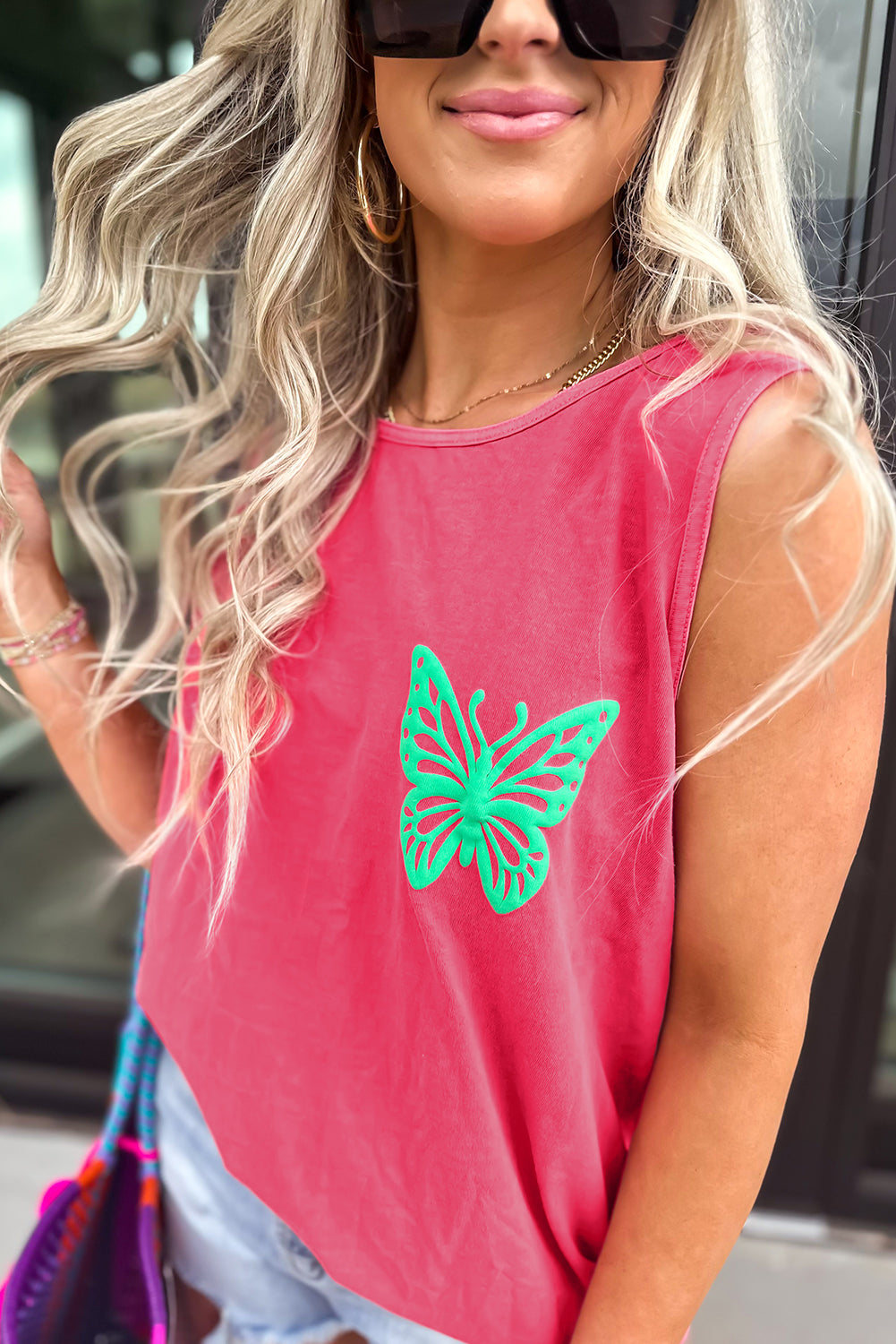 Blue Sun Graphic Summer Tank Top