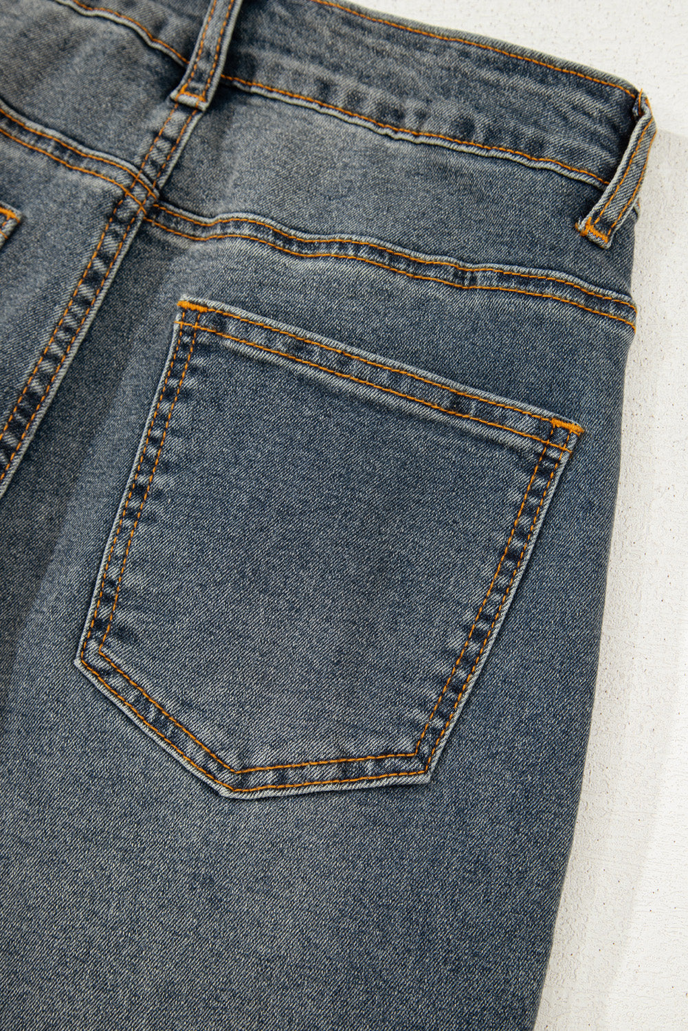 Sail Blue Criss Cross Straight Leg High Waist Jeans