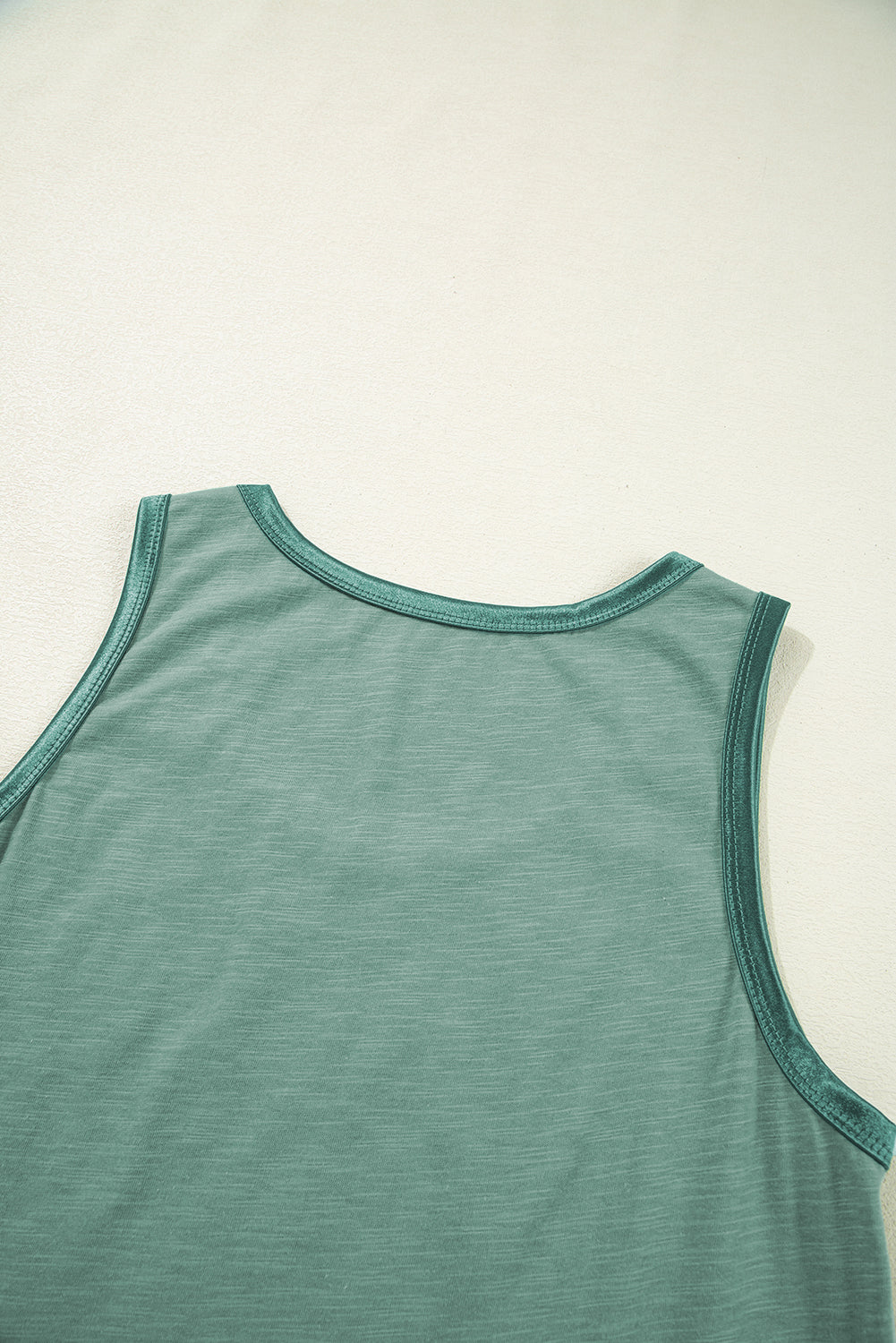Tan Contrast Trim Round Neck Tank Top