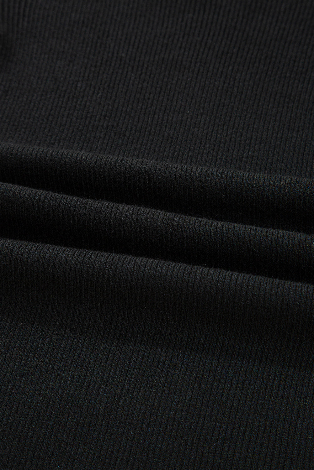 Black Ribbed Knit Cold Shoulder Plain Sweater