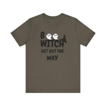 Halloween Ghost Tee, Fun Unisex Jersey Short Sleeve Tee, Boo Witch Get Out The Way Shirt, Spooky Vibes, Fall Fashion, Gift for Friends