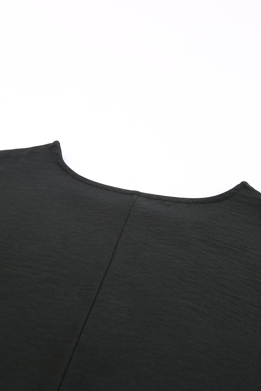 Black Plain Batwing Sleeve Business Casual Blouse