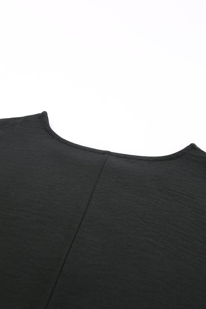 Black Plain Batwing Sleeve Business Casual Blouse