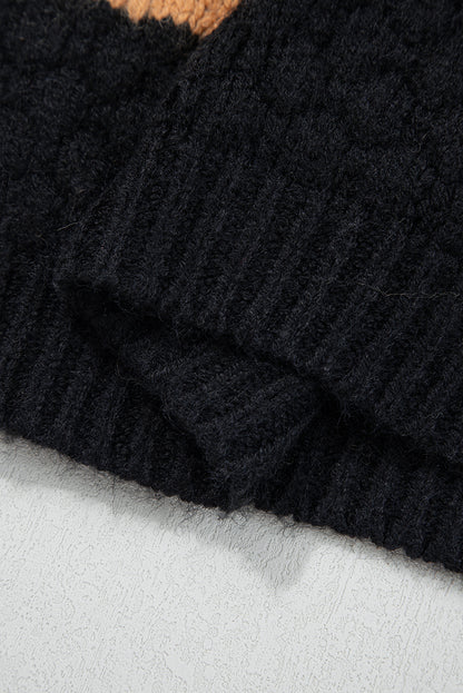 Khaki Colorblock High Neck Baggy Sweater