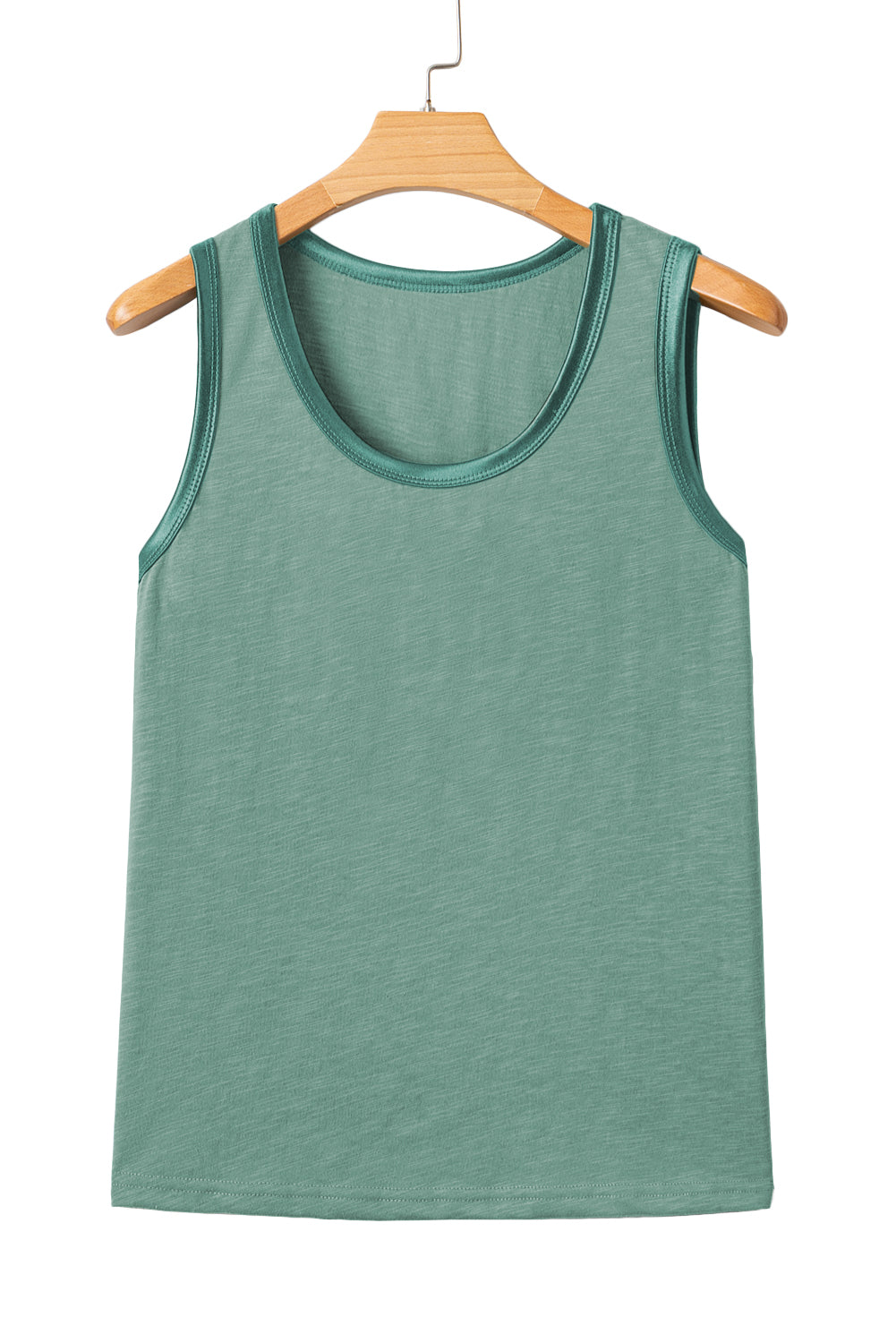 Tan Contrast Trim Round Neck Tank Top