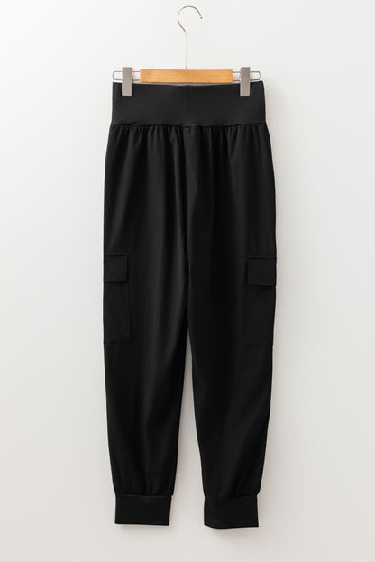 Camel Elastic High Waist Pocketed Cargo Jogger Pants