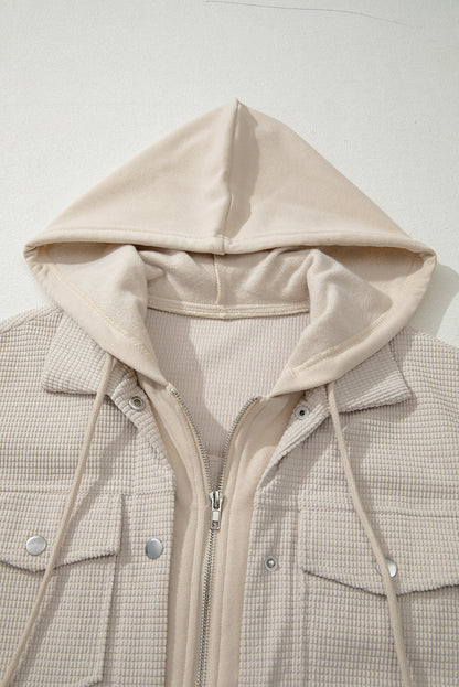 Laurel Green Solid Color Textured Patchwork Flap Pocket Shacket