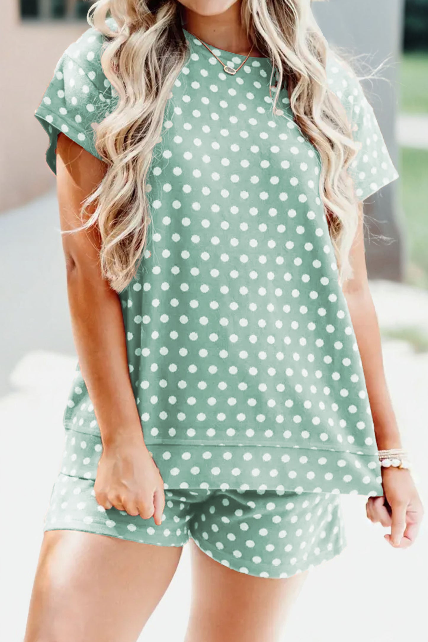 Pink Polka Dot Print Short Set
