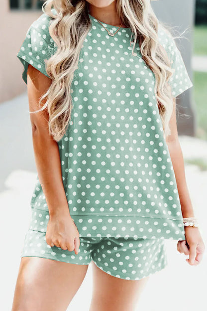 Pink Polka Dot Print Short Set