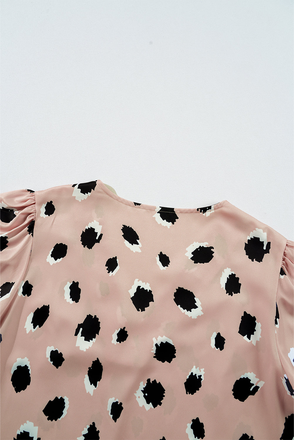 Khaki Leopard V Neck Bracelet Sleeve Blouse