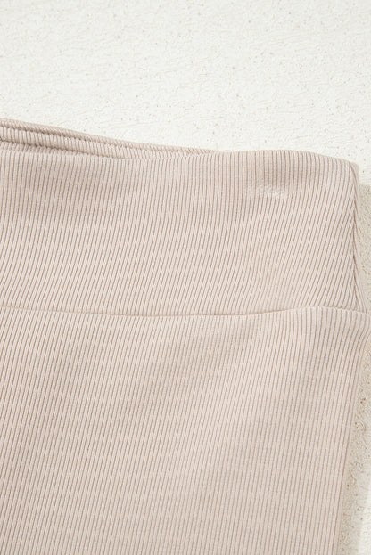Jet Stream Solid Color Oversize Slit Sweatshirt Ribbed Leggings Set