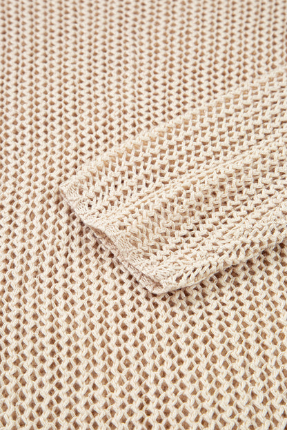 Coral Crochet Hollow-out Knit Sweater