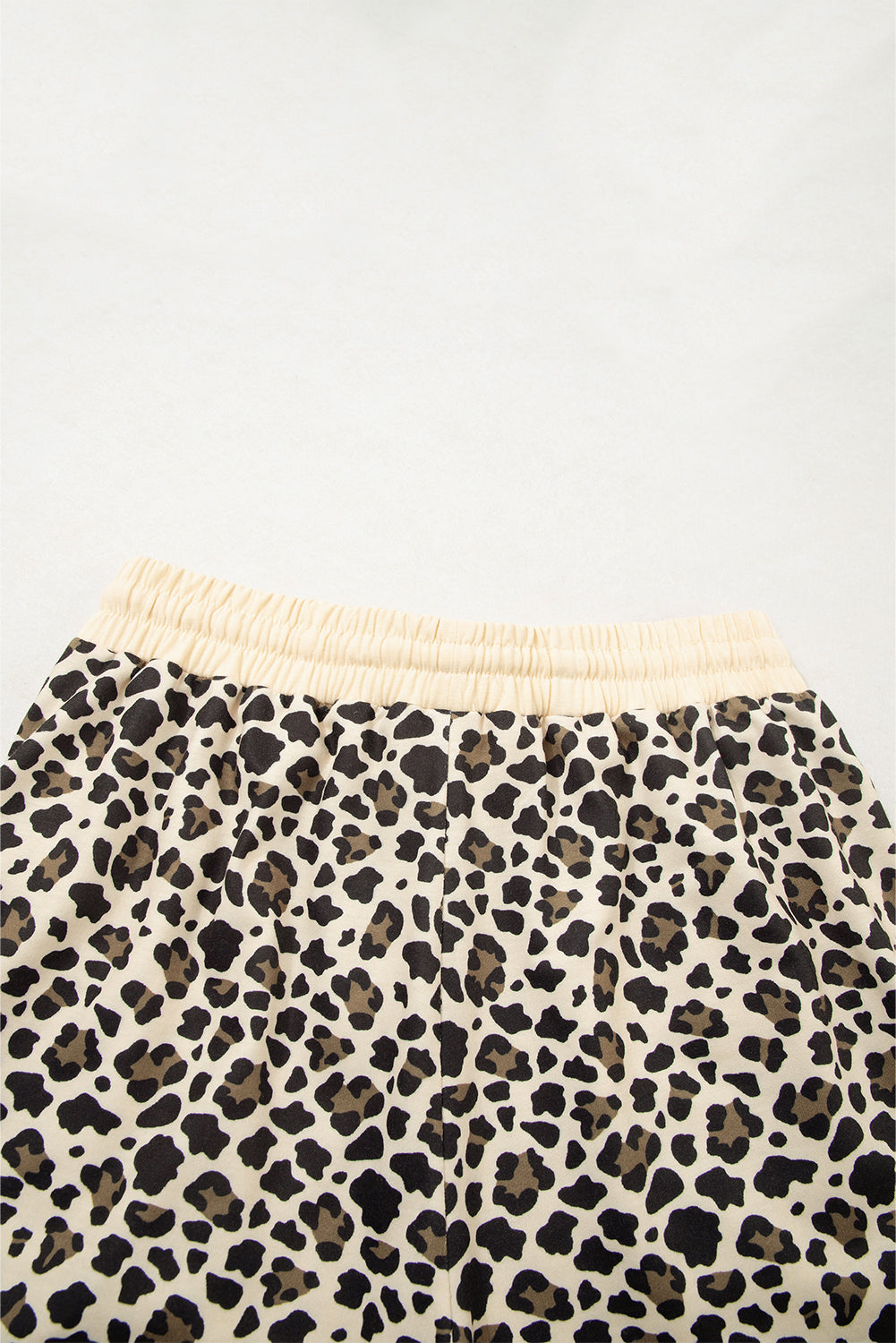 Brown Leopard Print Contrast Trim Two Piece Shorts Set
