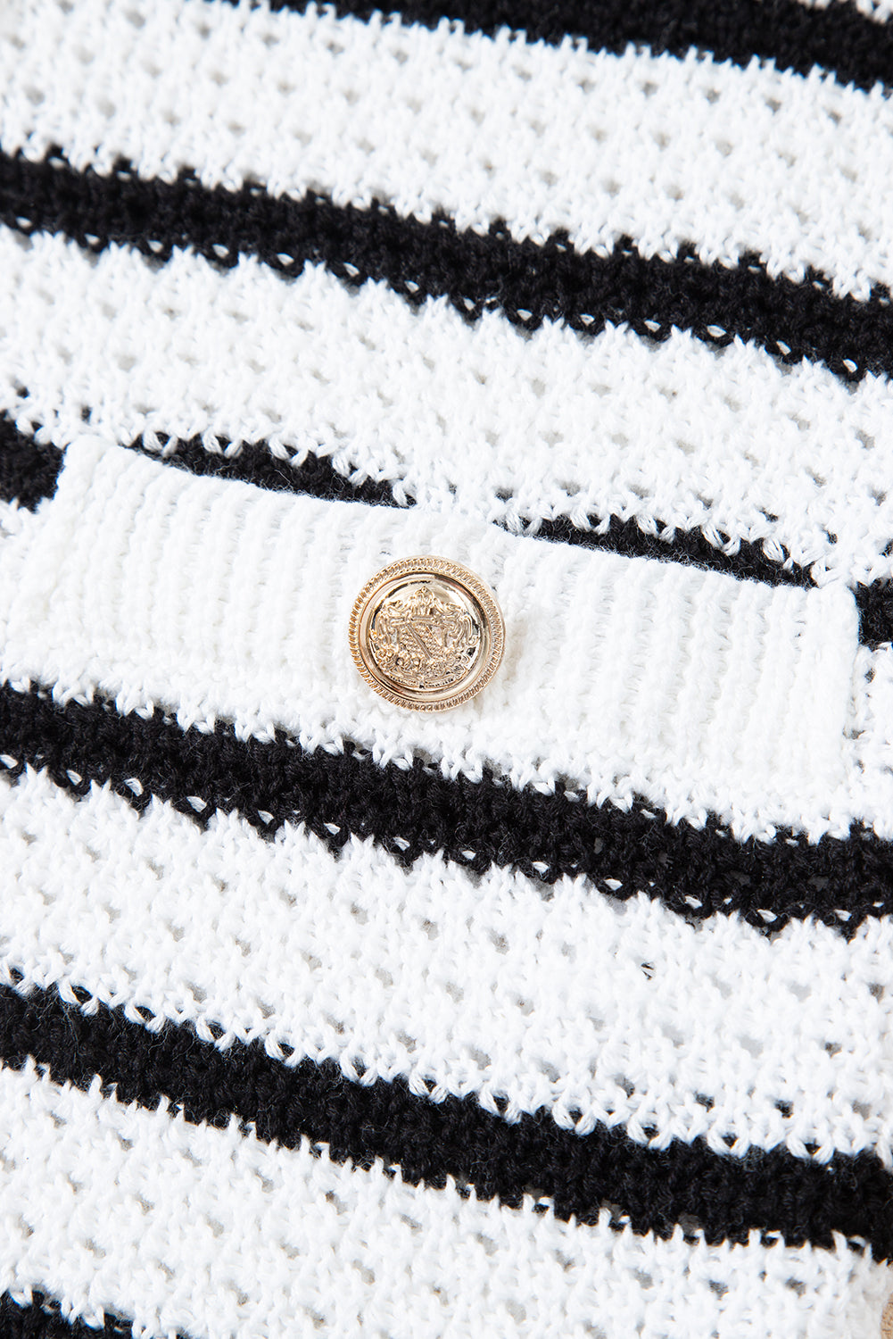 Black Striped V Neck Button Knit Vest