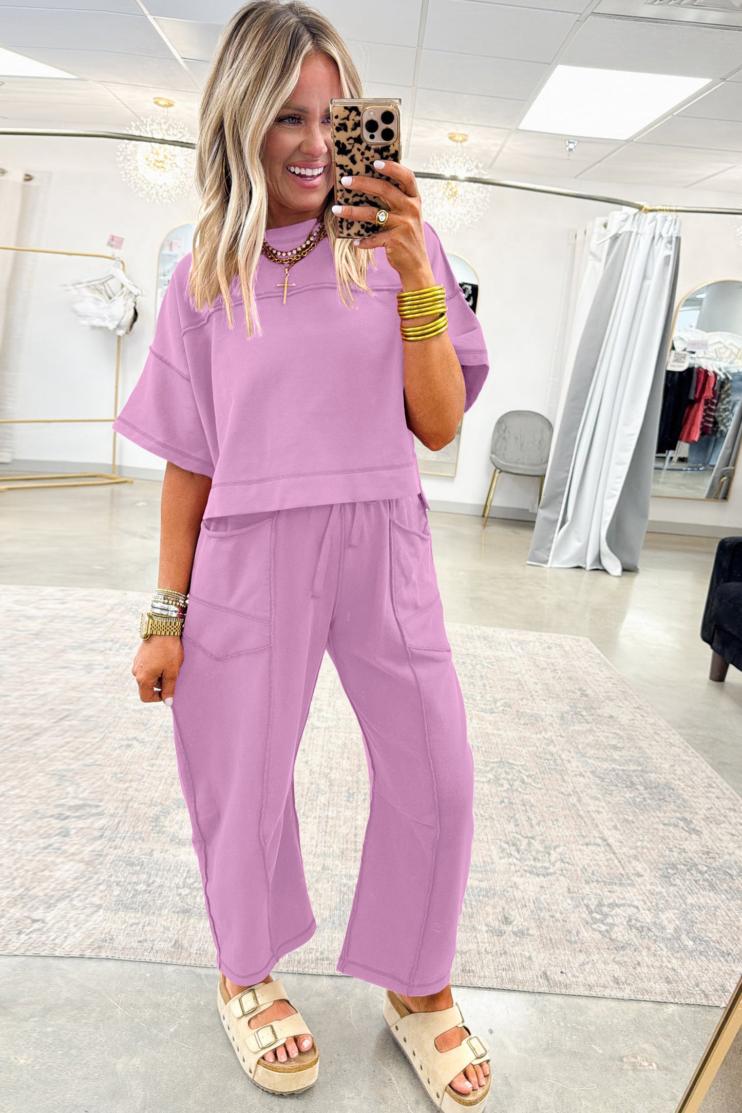 Racing Red Drop Shoulder Boxy Tee and Barrel Pants Set