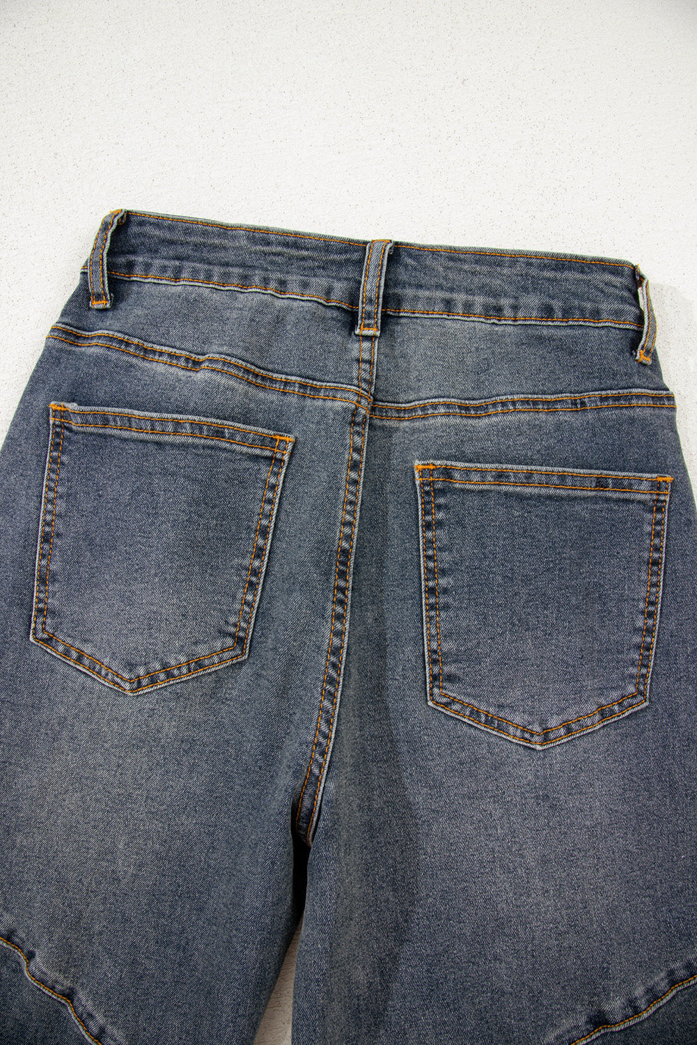 Sail Blue Criss Cross Straight Leg High Waist Jeans