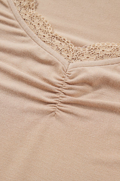 Red Dahlia Lace Sweetheart Neckline Long Sleeve Top