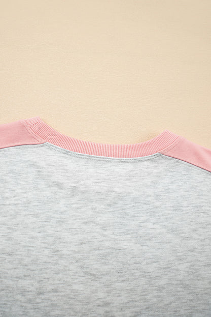 Light Grey Colorblock Raw Hem Pullover and Shorts Set