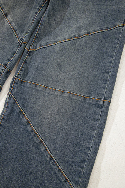 Sail Blue Criss Cross Straight Leg High Waist Jeans