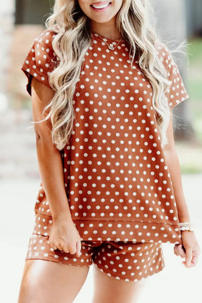 Pink Polka Dot Print Short Set