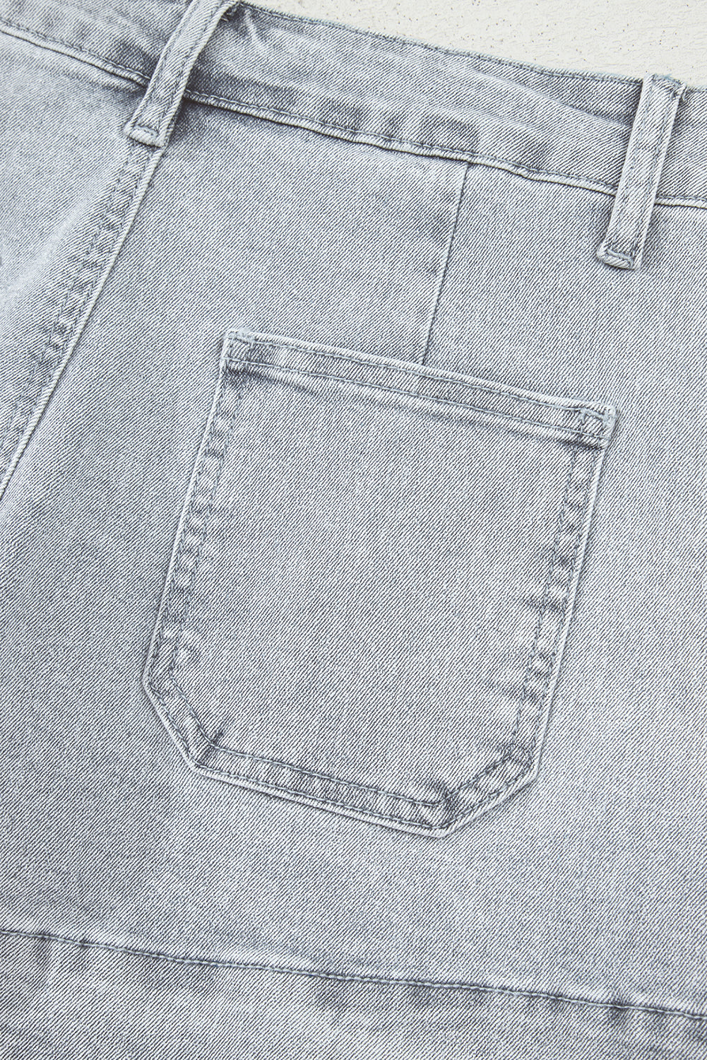 Sail Blue Scalloped Hemline Light Wash Denim Shorts