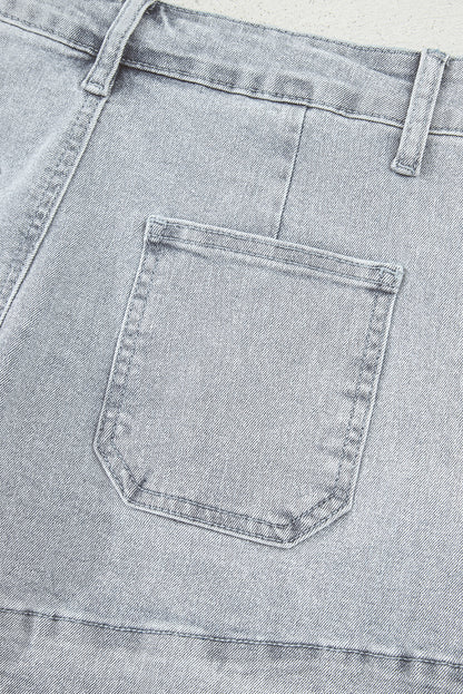 Sail Blue Scalloped Hemline Light Wash Denim Shorts