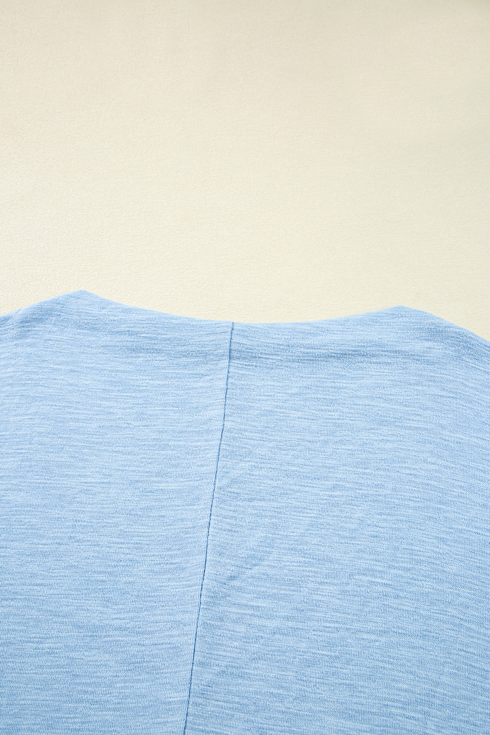 Beau Blue Solid Color Boat Neck Batwing Long Sleeve Top